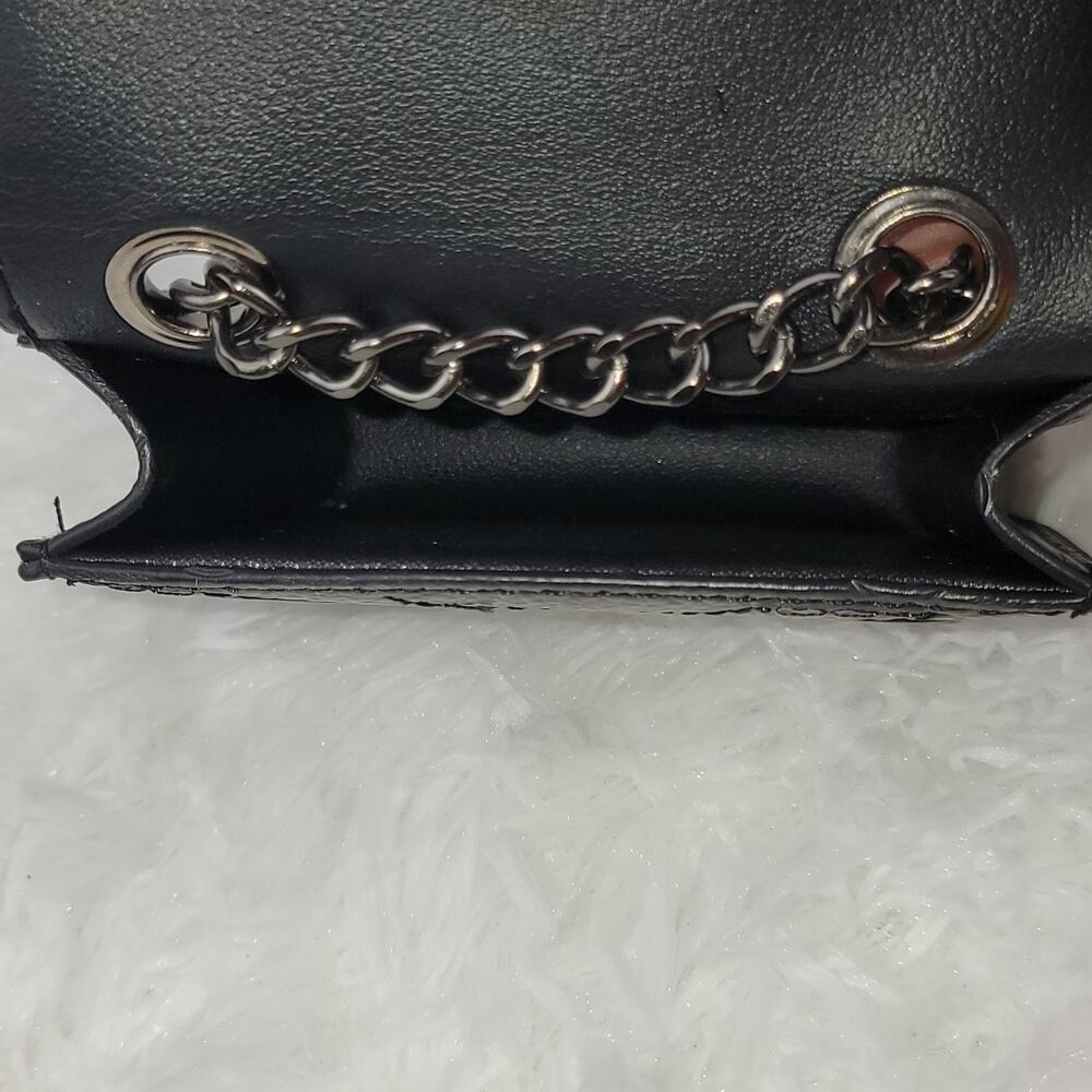 Designer Micro Mini Purse Black Crossbody 24" Chain Magnetic Snap Bag Eagle New - Picture 8 of 10